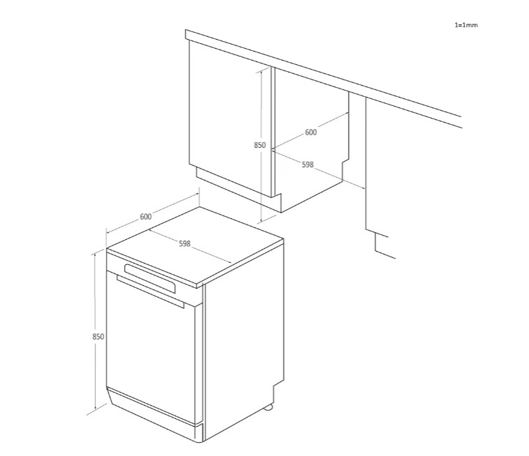 Candy CF 3E7L0S mosogatógép, 13 teríték, inverter motor, Wifi, 59.7x59.8x85 cm, metal look szín