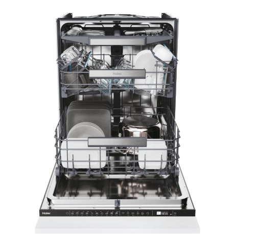 Haier XS 6B1M3PB teljesen beépíthető mosogatógép, 16 teríték, Wifi, inverter motor, automatikus ajtónyitás, 3 kosár, 59.7x55.5x81.8 cm