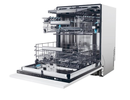 Haier XS 6B1M3PB teljesen beépíthető mosogatógép, 16 teríték, Wifi, inverter motor, automatikus ajtónyitás, 3 kosár, 59.7x55.5x81.8 cm