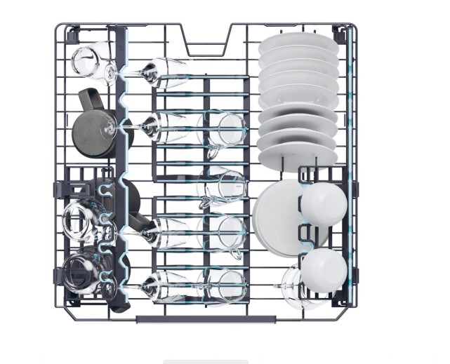 Haier XS 6B1M3PB teljesen beépíthető mosogatógép, 16 teríték, Wifi, inverter motor, automatikus ajtónyitás, 3 kosár, 59.7x55.5x81.8 cm