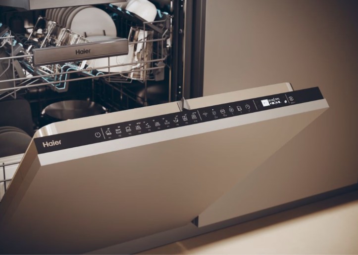 Haier XS 6B1M3PB teljesen beépíthető mosogatógép, 16 teríték, Wifi, inverter motor, automatikus ajtónyitás, 3 kosár, 59.7x55.5x81.8 cm