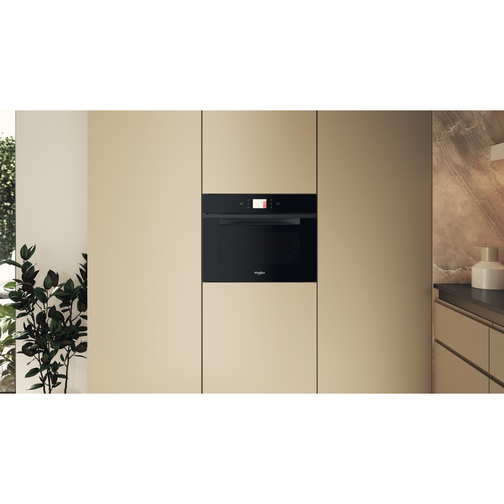 Whirlpool WCW11O7HTSB beépíthető kompakt sütő és mikró, 53L, 950W, Crisp funkció, 55.9x54.3x45.5 cm, fekete szín 