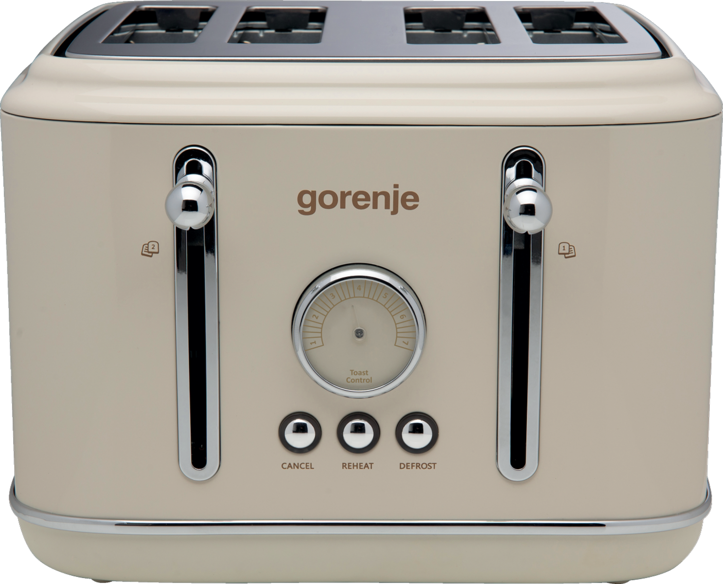 Gorenje T2300CLIN elefántcsont színű retro 4 szeletes kenyérpirító kiolvasztás, melegítő funkcióval