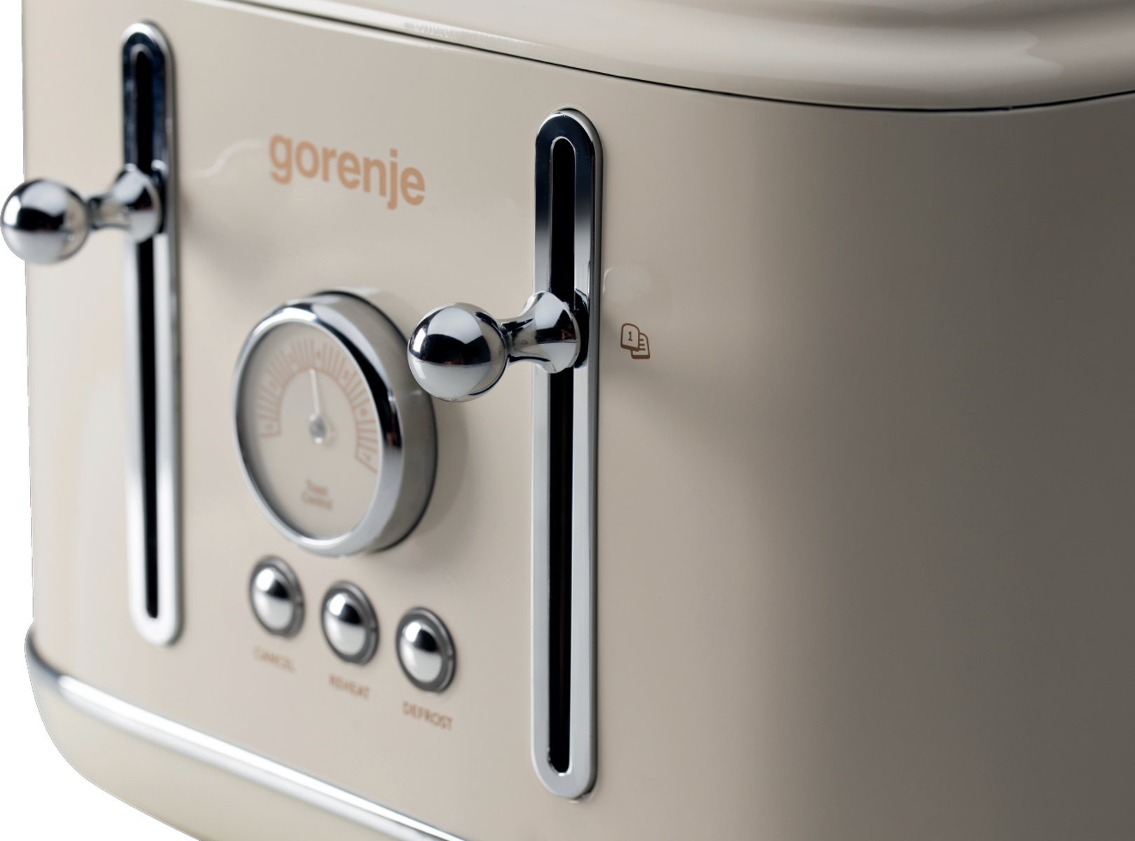 Gorenje T2300CLIN elefántcsont színű retro 4 szeletes kenyérpirító kiolvasztás, melegítő funkcióval