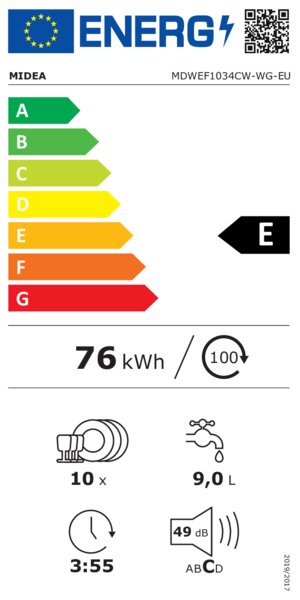 Midea MDWEF1034CW-WG-EU mosogatógép, 10 teríték, Wifi, 44.8x60x84.5 cm