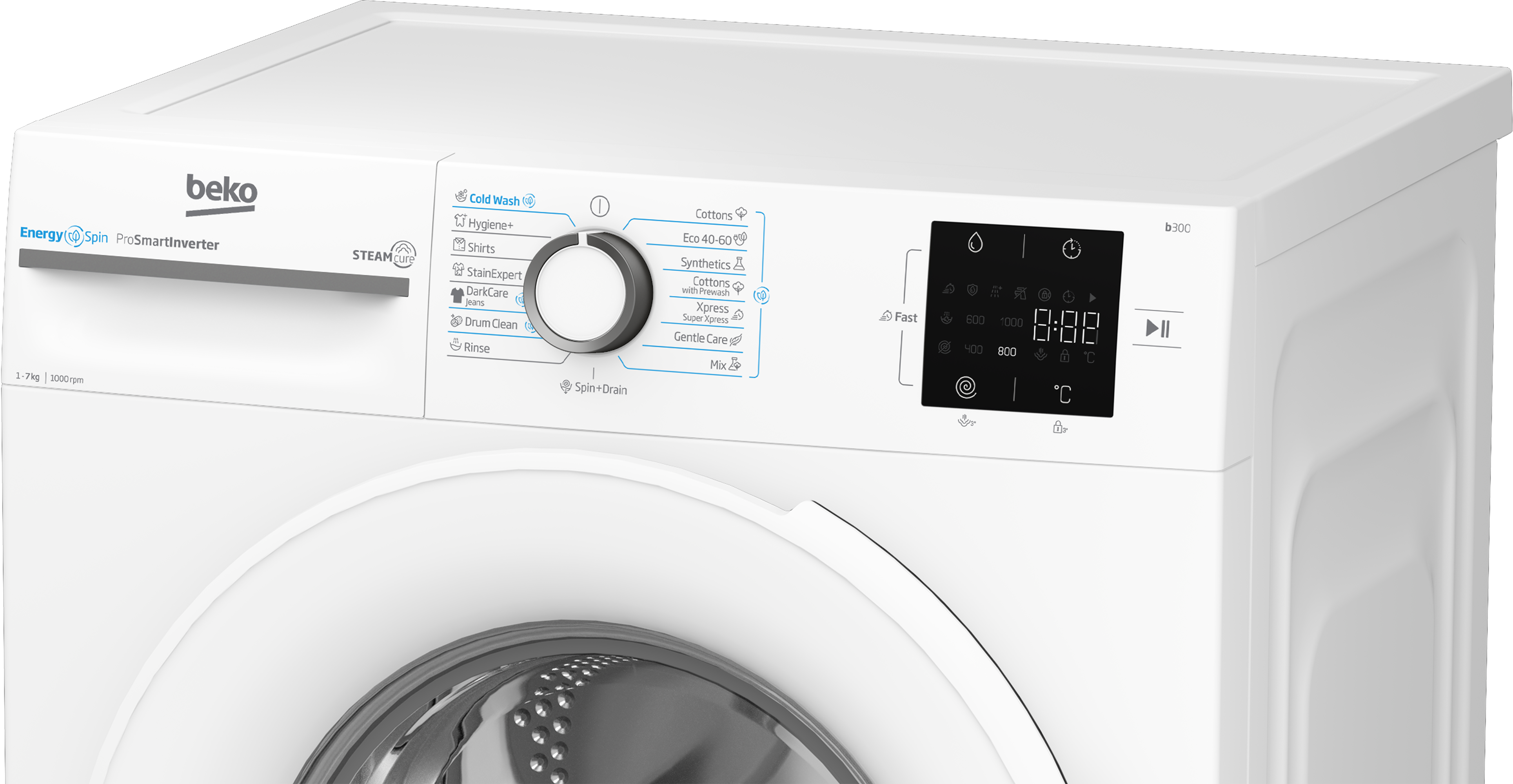 Beko BM3WFSU37013WW elöltöltős mosógép, 7 kg, inverter motor, 60x49.6x84.5 cm 