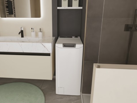 Hoover THO286TM5-S felültöltős mosógép, 8 kg, WIFI+Bluetooth, inverter motor, 41x60x86 cm