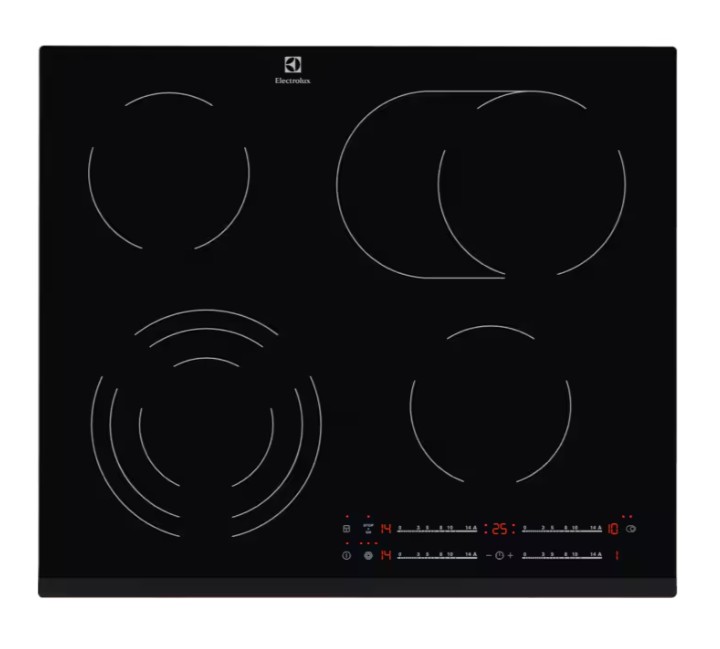 Electrolux EHF6547FXK beépíthető kerámialap, 59x52x3.8 cm, fekete szín 