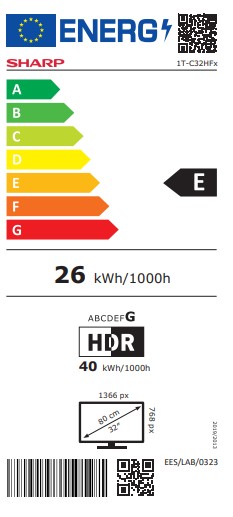 Sharp 32HF2265EW HD Ready Smart LED TV, 32", 81.28 cm 