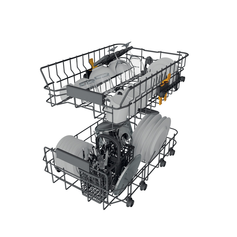 Whirlpool WH3UC10BS7A0X pult alá építhető kezelőpaneles mosogatógép, 10 teríték, automatikus ajtónyitás, 44.8x59x82 cm, inox szín 