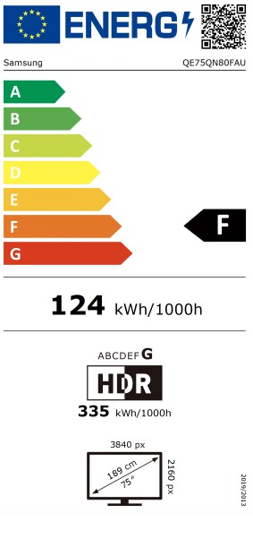 Samsung QE75QN80FAUXXH 4K UHD Smart Neo QLED Mini LED TV, 75", 190.5 cm 