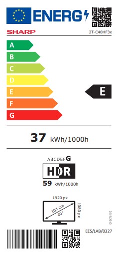 Sharp 40HF3265E Full HD Google Smart QLED TV, 40", 101.6 cm 