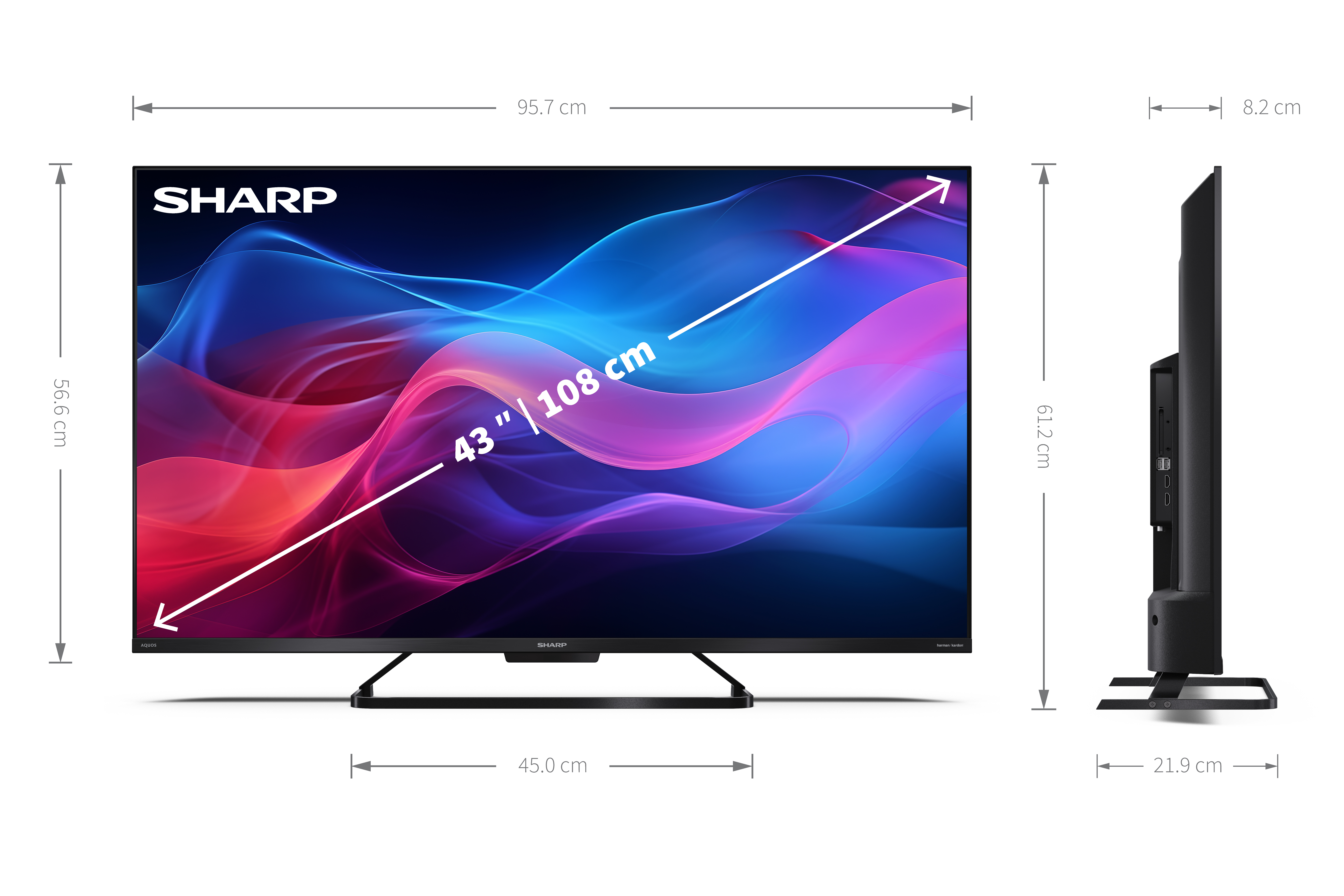 Sharp 43GR8265E 4K UHD Smart QLED TV, 43", 109.22 cm 