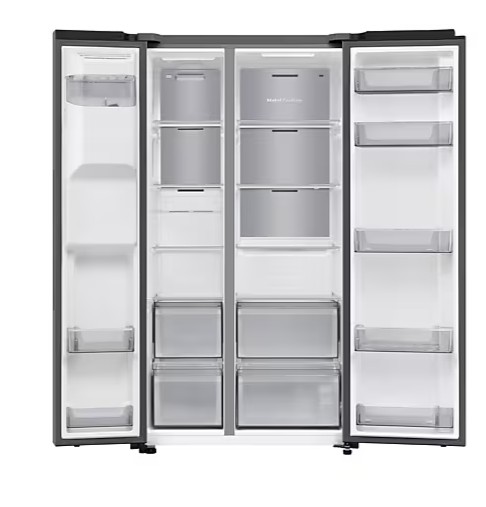 Samsung RS70F64KETEO side by side hűtőszekrény, 420/220L, AI inverteres kompresszor, 91.2x72.6x178.4 cm, matt metál DOI szín