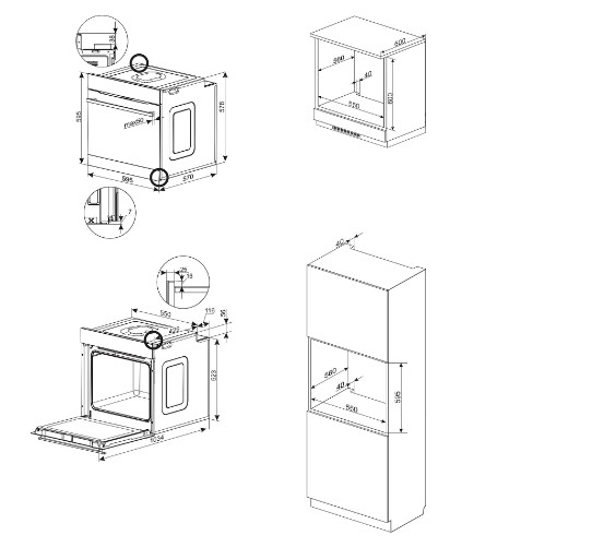 Amica ED3765171W F-type beépíthető sütő, 77L, 59.5x57x59.5 cm, fehér szín 