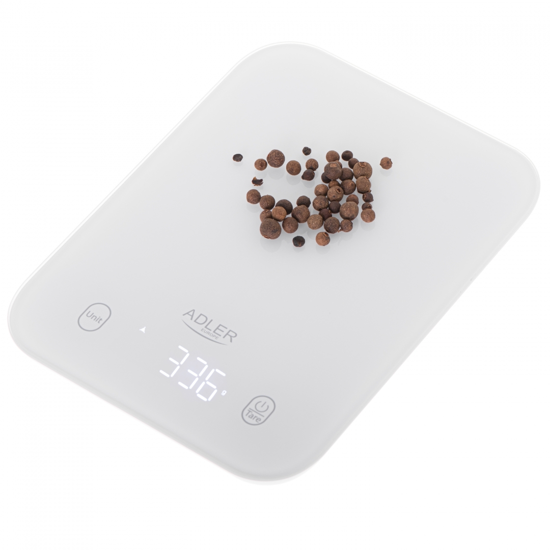 Adler AD3181W digitális konyhai mérleg, 10kg-os méréshatárral, fehér szín 
