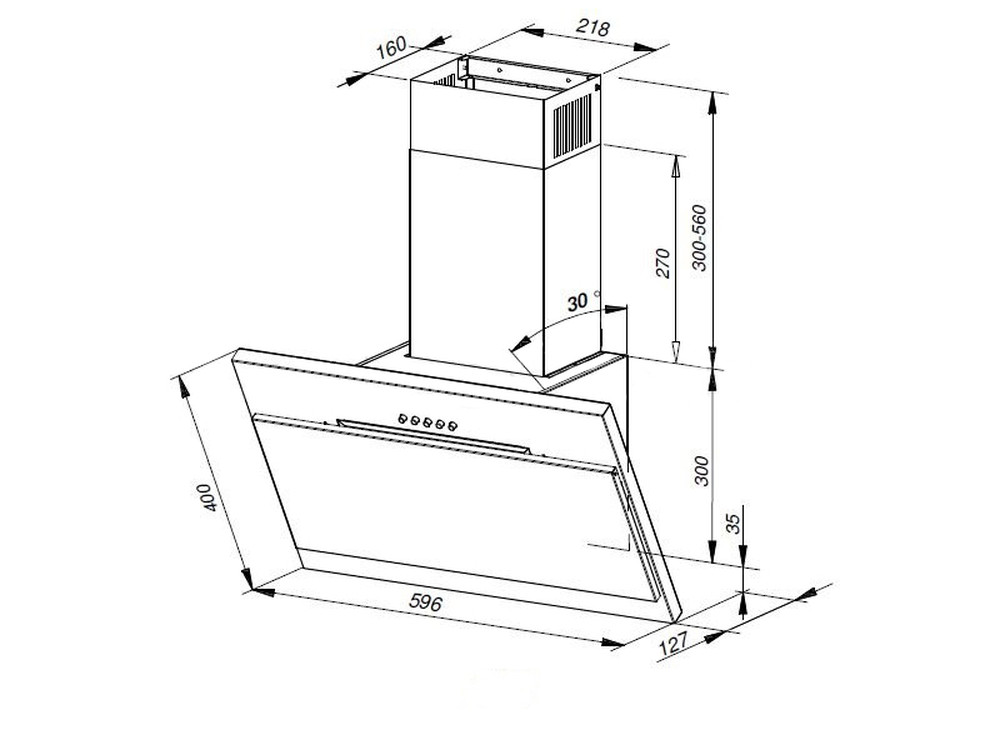 MPM MPM-60-OV-10 fehér döntött konyhai elszívó ház fehér üveg panel