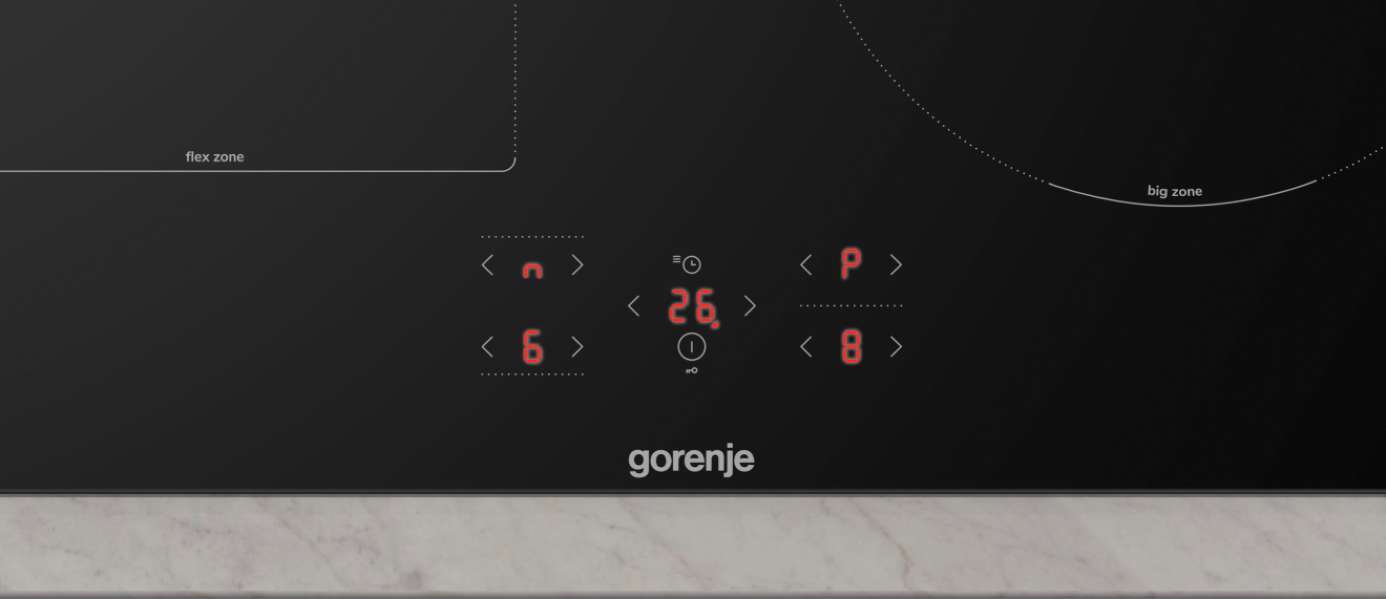 Gorenje GI6431BFZ beépíthető indukciós kerámialap, Bridge összekapcsolható főzőzóna, 59.5x52x5.4 cm, fekete szín 