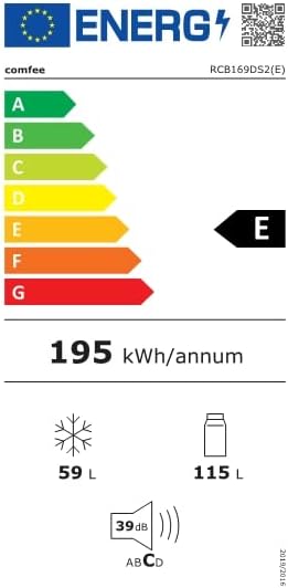 Comfee RCB169DS2(E) alulfagyasztós kombinált hűtőszekrény, 115/59L, 47x51.1x150 cm, inox 