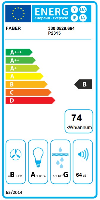Faber TWEET EV8 LED BK A55 beépíthető falra szerelhető döntött kürtös konyhai elszívó, 55 cm, fekete szín, 330.0529.664 