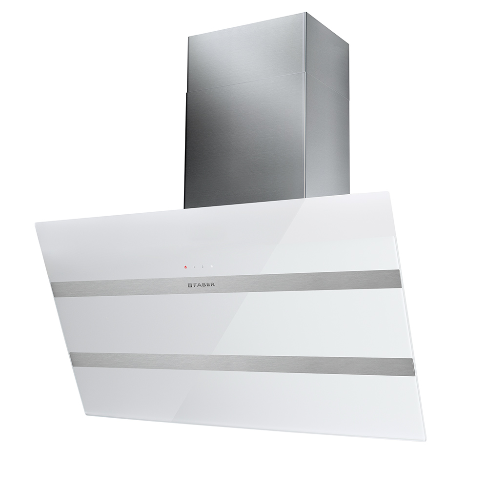 Faber STEELMAX EV8 LED WH/X A80, beépíthető falra szerelhető döntött kürtös konyhai elszívó, 80 cm, LED világítás, inox/fehér szín, 330.0538.523 