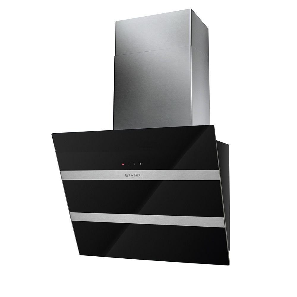 Faber STEELMAX EV8 LED BK/X A55 beépíthető falra szerelhető döntött kürtös konyhai elszívó, 55 cm, inox/fekete szín, 330.0538.524  