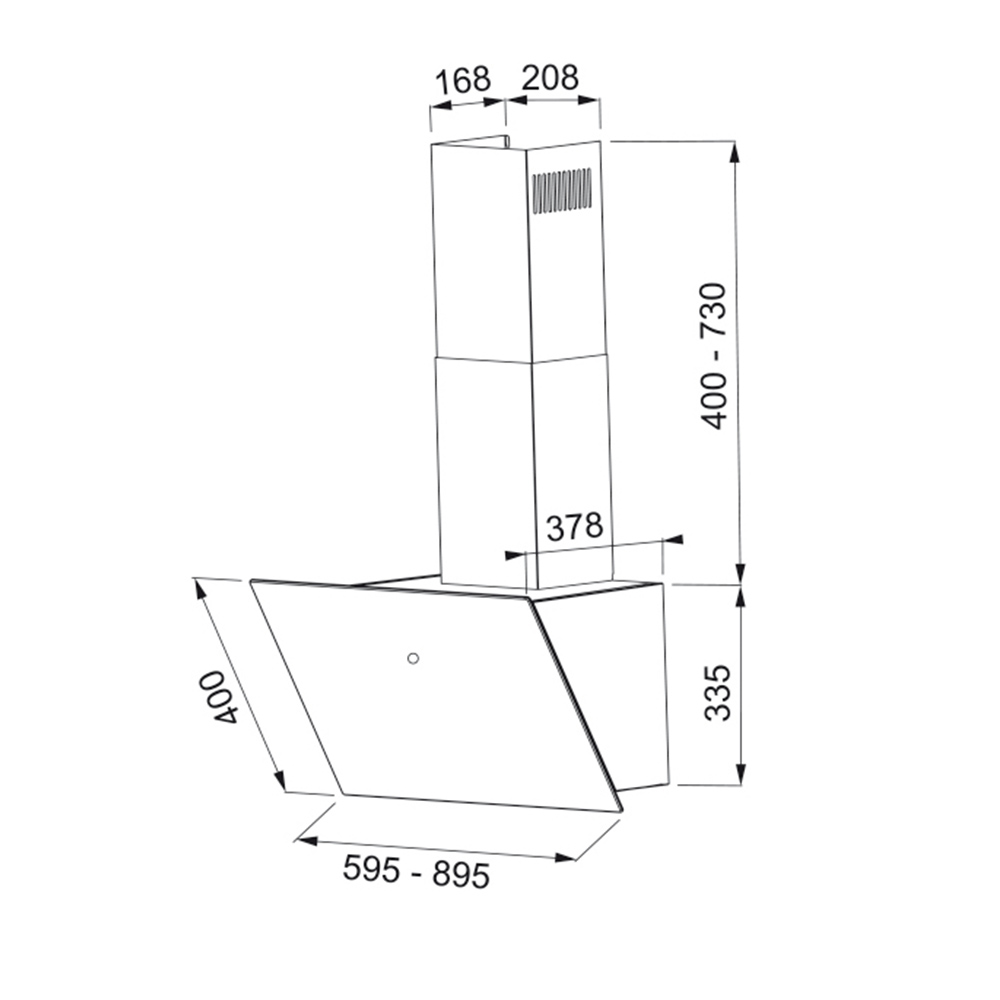 Faber VRT BK A60 2LS beépíthető falra szerelhető döntött kürtös konyhai elszívó, 60 cm, fekete szín, 330.0567.491