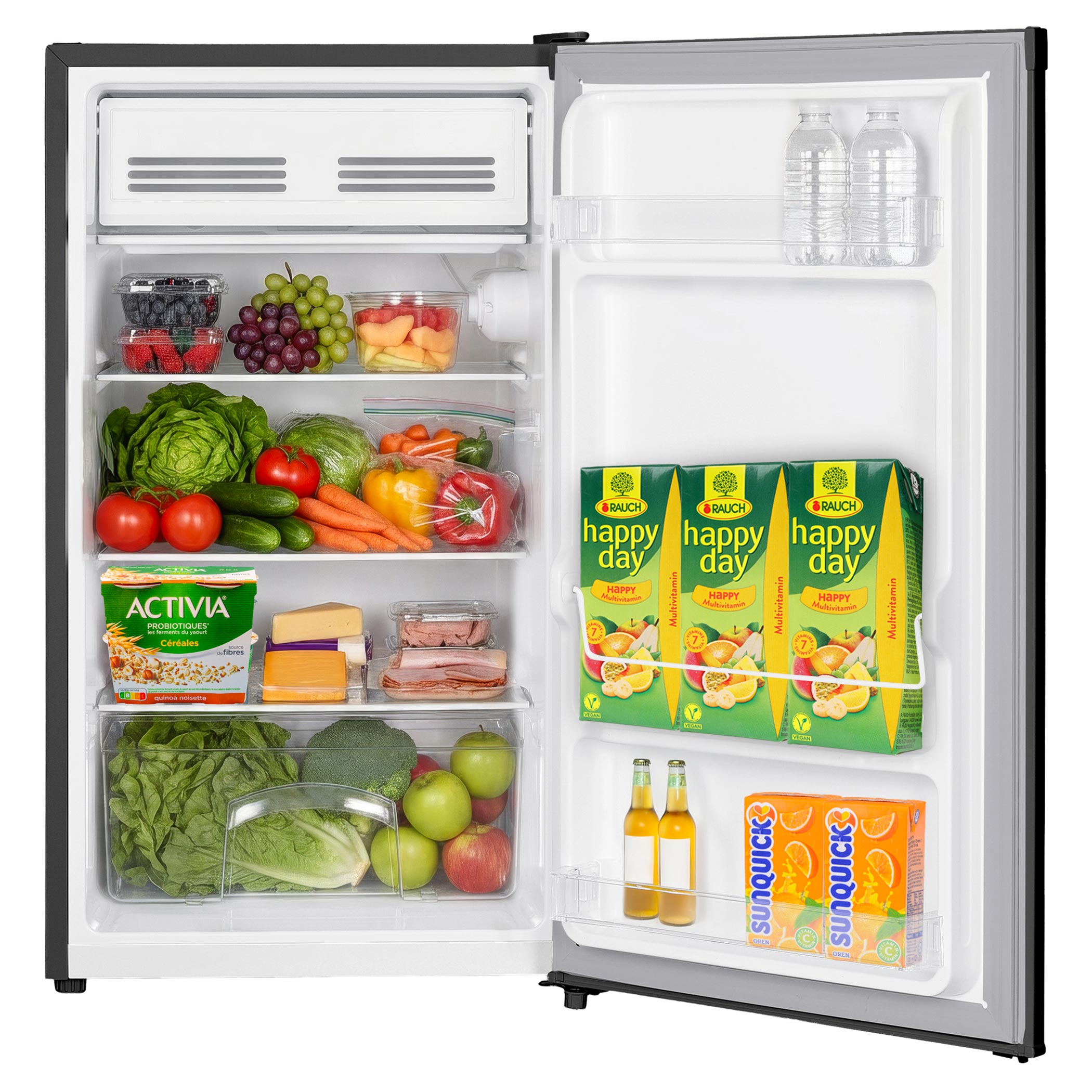 Philco PTB 90C10 EMS egyajtós hűtőszekrény, 90 liter 0° tároló rekesszel, 47.5x44.5x85 cm, inox szín