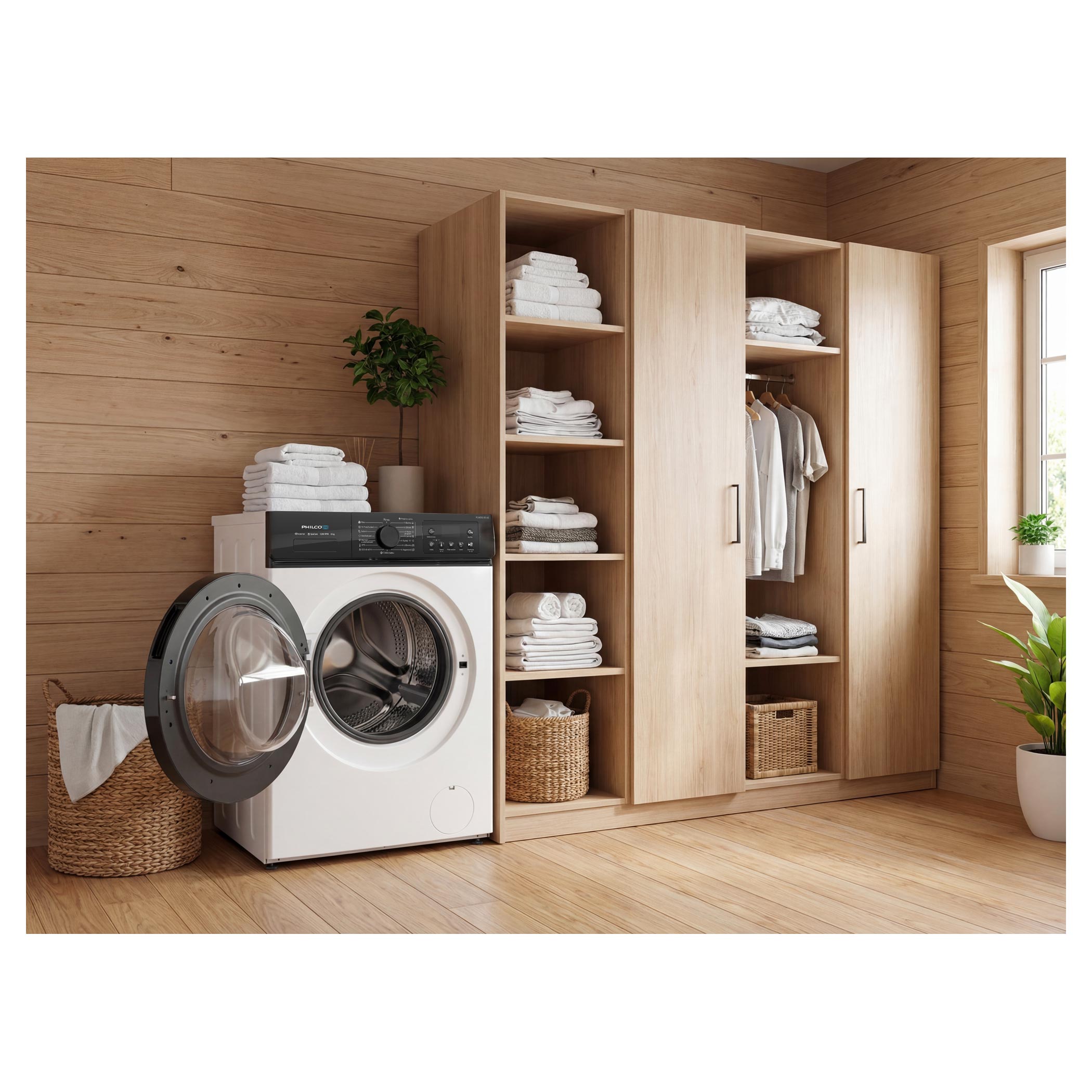 Philco PLWDSI 85 AE HU mosó-szárítógép, 8/5 kg, gőz, inverter motor, 59.8x54.1x84.5 cm