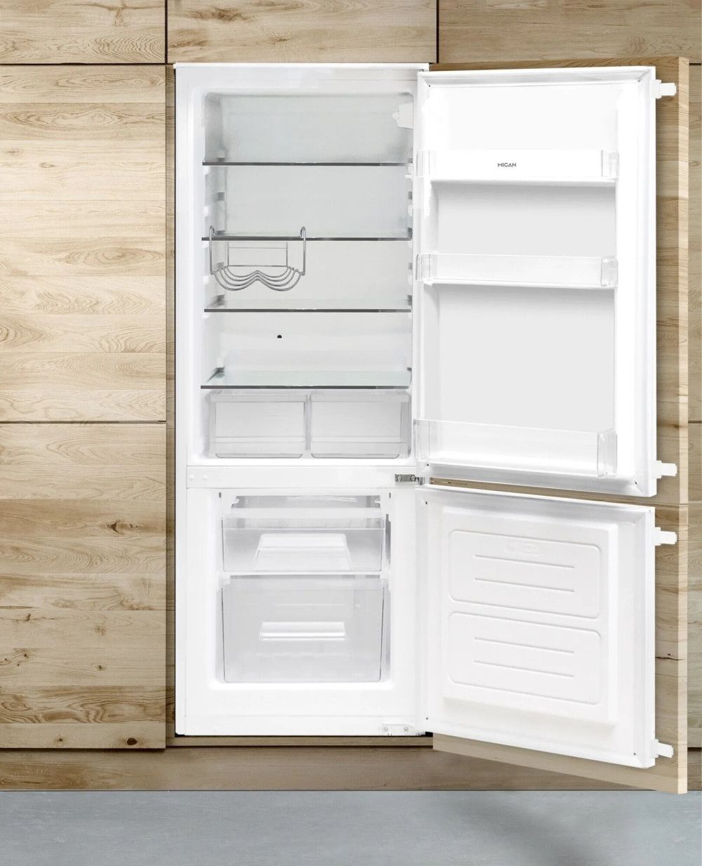 Amica BK2265.4 beépíthető kombinált alulfagyasztós hűtőszekrény, 162/50L, 54x54x144 cm 