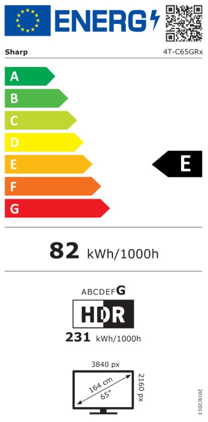 Sharp 65GR8265E 4K UHD Smart QLED TV, 65", 165.1 cm 