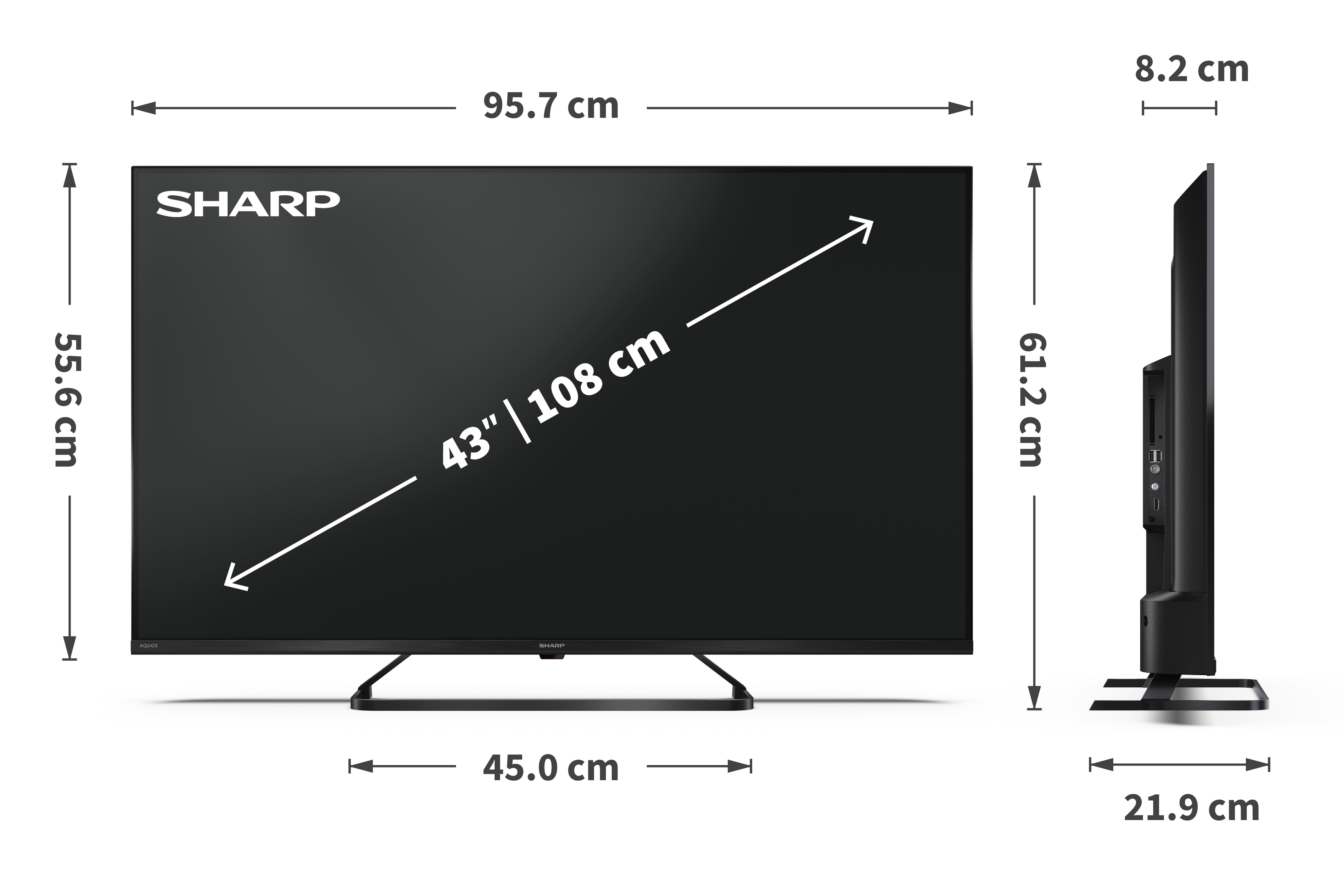 Sharp 43HP6265E 4K UHD Smart QLED TV, 43", 109.22 cm 