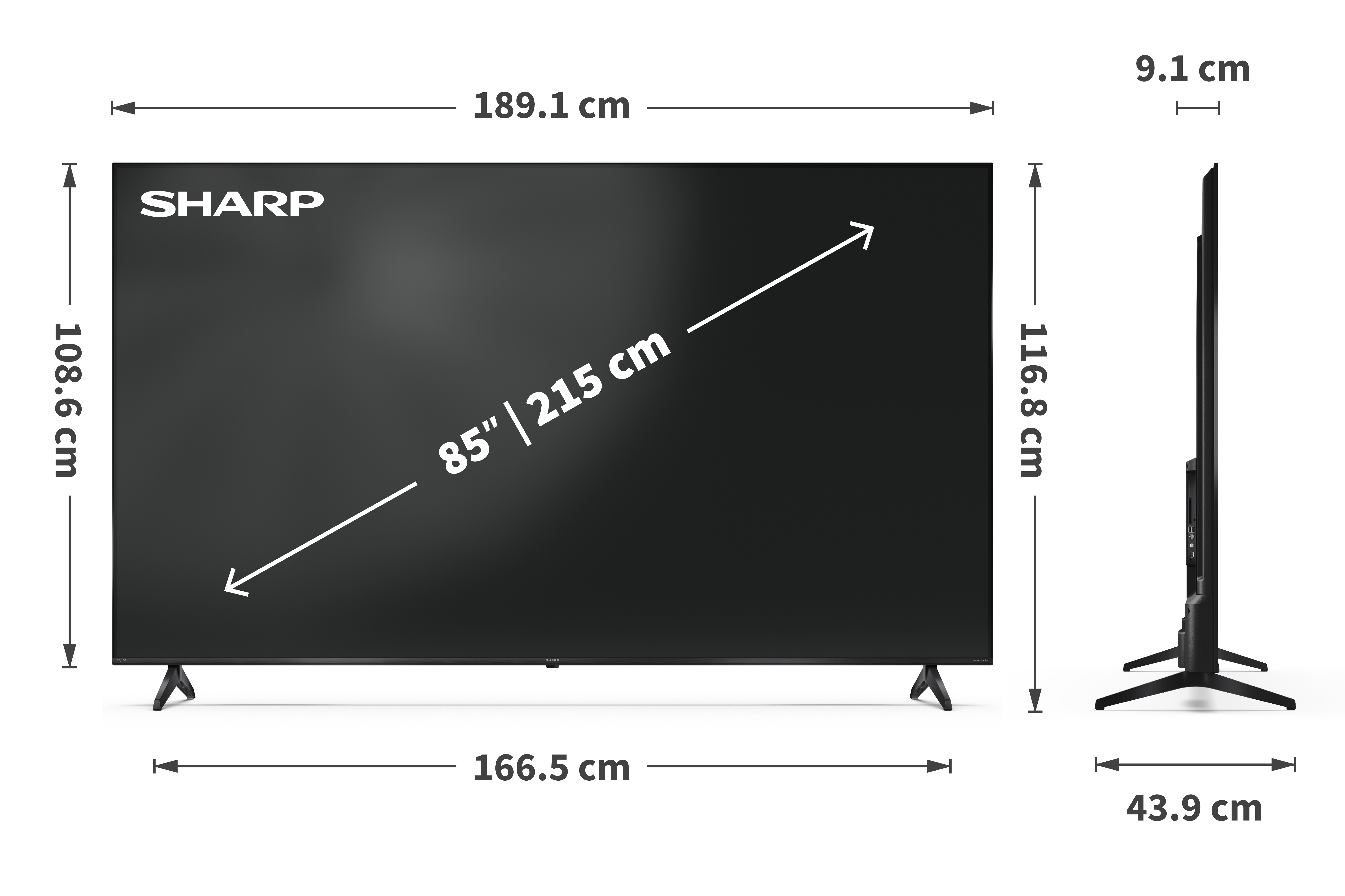 Sharp 85HP5265E 4K UHD QLED TV, 85", 215.9 cm 