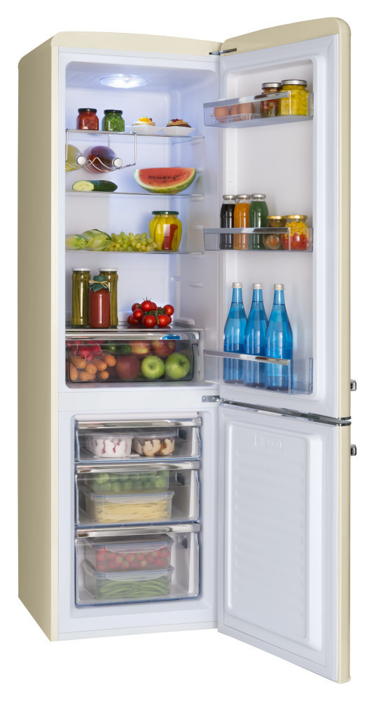Amica FK2965.3GAA retro alulfagyasztós kombinált hűtőszekrény, 181/63L, 55x61.5x181 cm, bézs szín 
