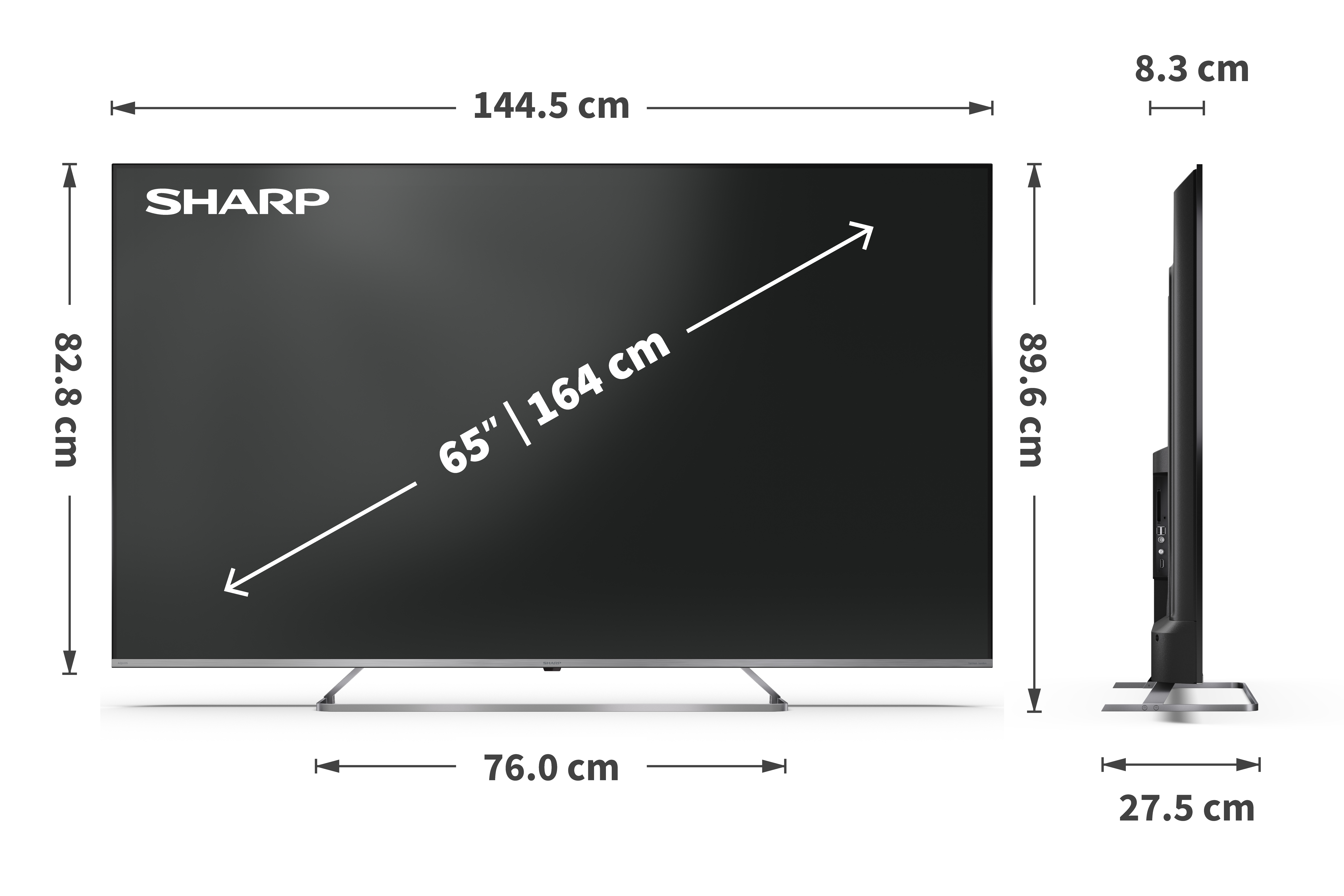 Sharp 65JP7265E 4K UHD Smart QLED MiniLED TV, 65", 165.1 cm 