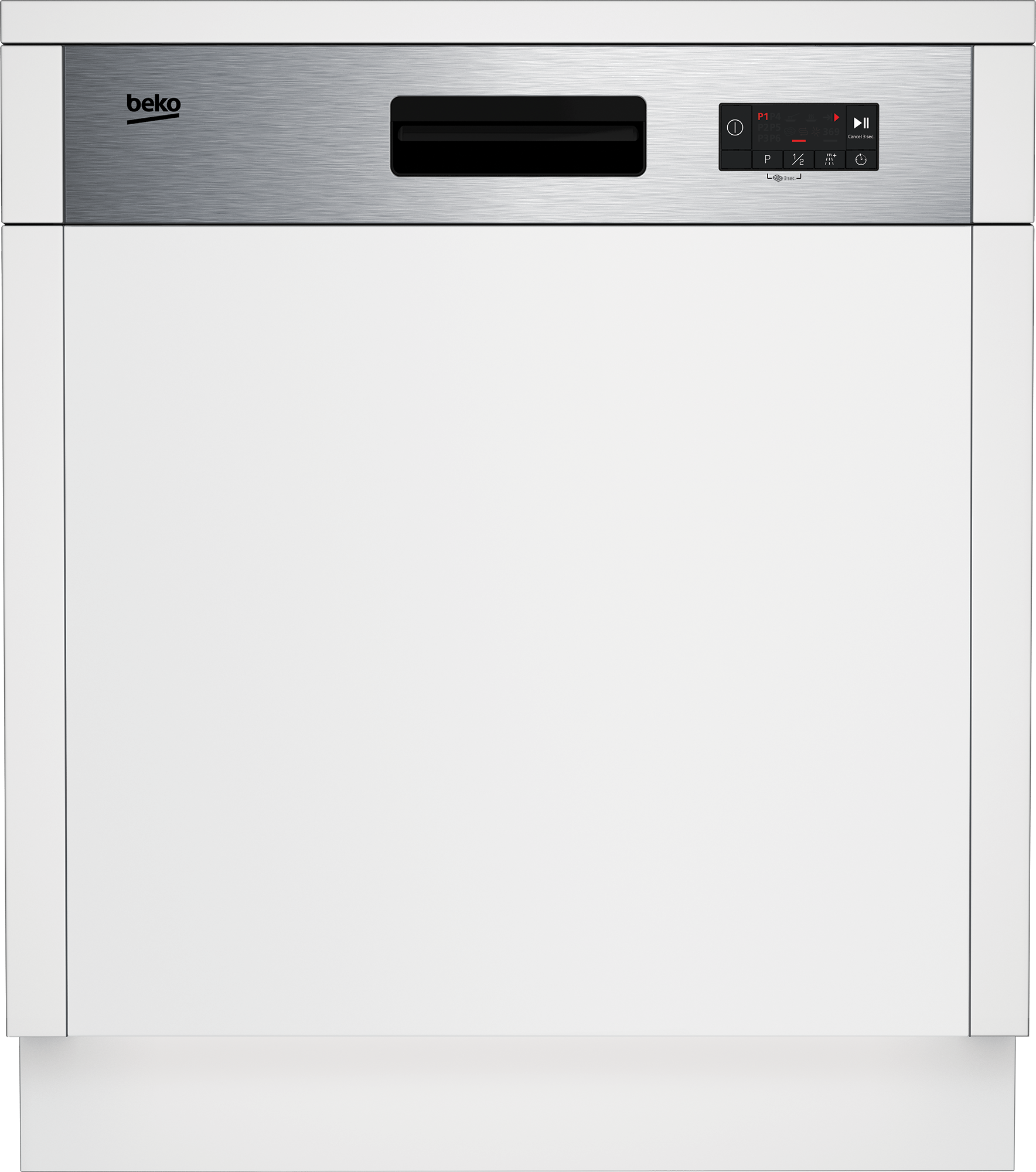Beko BDSN153E3X beépíthető kezelőpaneles mosogatógép, 13 teríték, 59.8x57x81.8 cm, ujjlenyomatmentes inox szín 