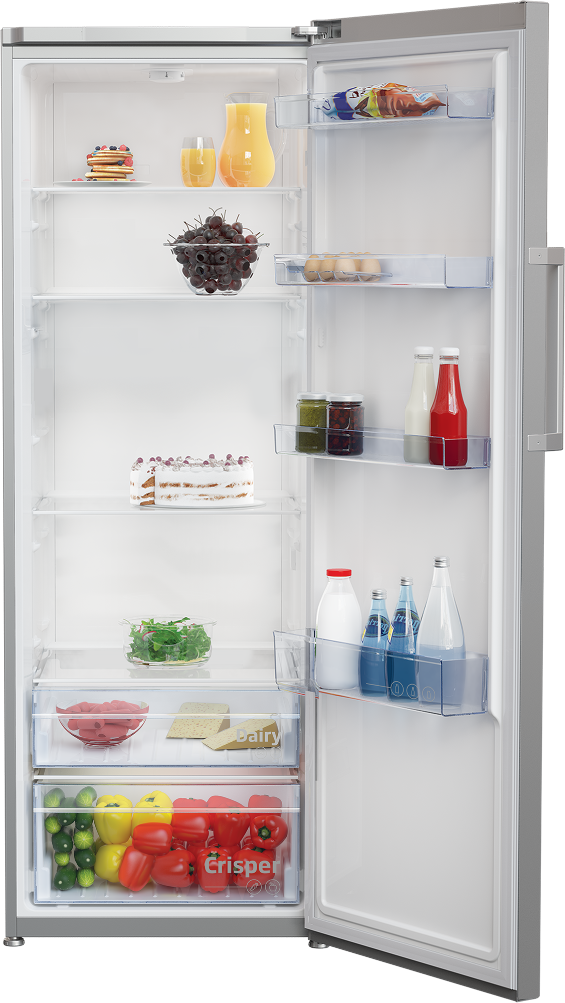 Beko RSSE415K40SN egyajtós hűtőszekrény, 367L, 59.5x70x171.4 cm, ezüst szín
