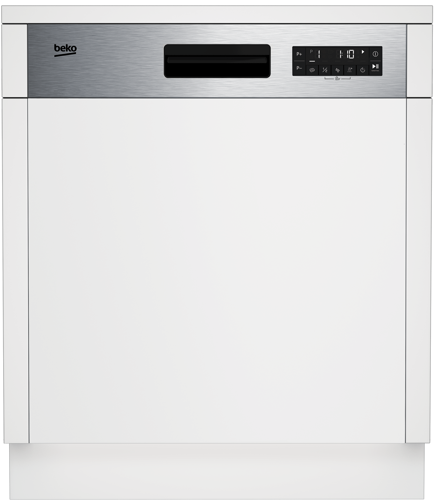 Beko BDSN28530X kezelőpaneles beépíhető mosogatógép, 15 teríték, automatikus ajtónyitás, 3 kosár,59.8x57x81.8 cm, ujjlenyomatmentes inox szín 
