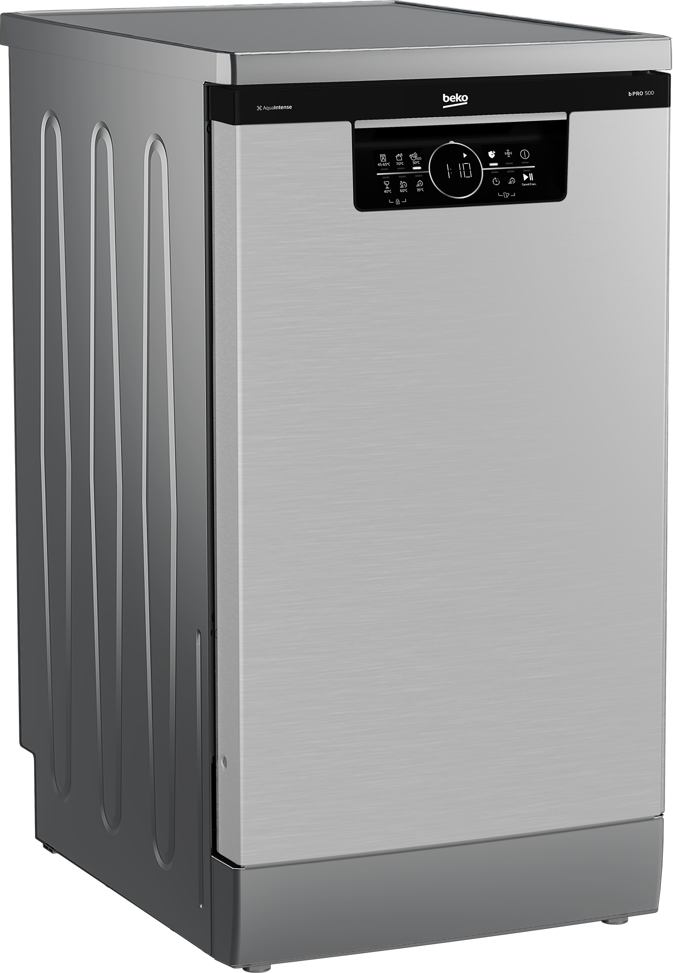 Beko BDFS26046XQ mosogatógép, 10 teríték, 3 kosár, automatikus ajtónyitás, 44.8x60x85 cm, acélszürke szín 