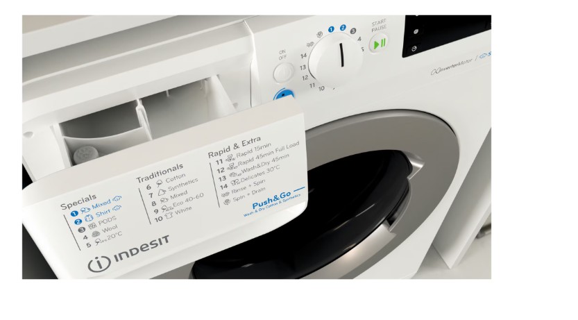 Indesit BDE 86436 WSV EE mosó-szárítógép, 8/6 kg, inverter motor, gőz, 59.5x54x85 cm 