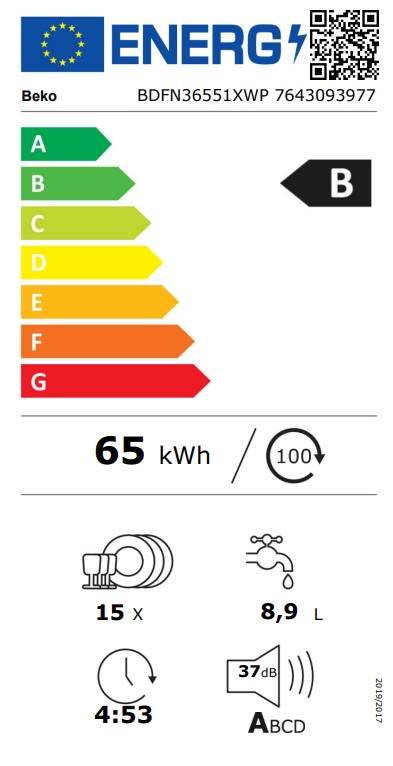 Beko BDFN36551XWP mosogatógép, 15 teríték, inverter motor, Wifi, automatikus ajtónyitás, 59.8x60x85 cm, acélszürke szín 
