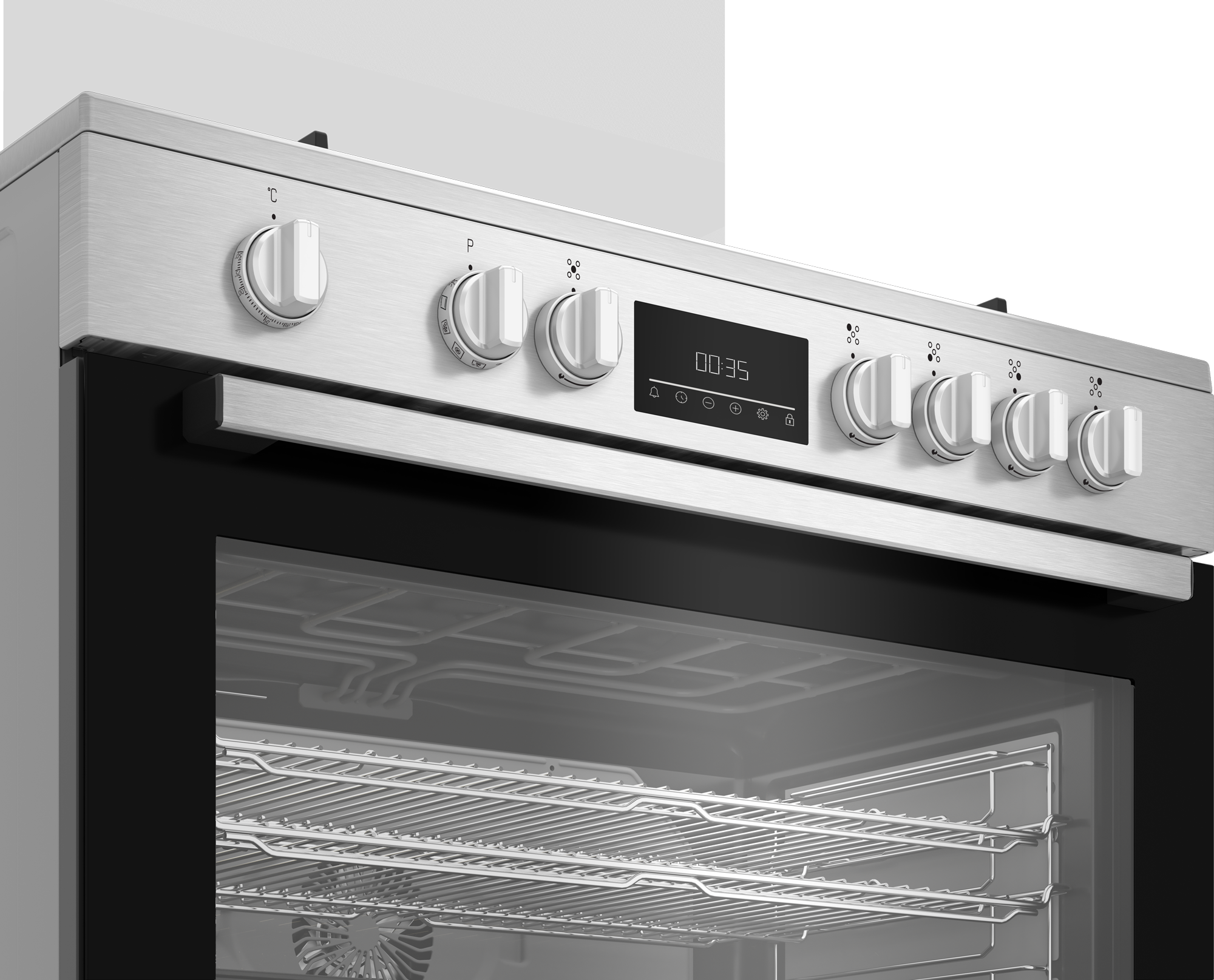 Beko BGM 11226 EX kombinált tűzhely, 111L, 5 db gázégő, 1 db wok égőfej, 90x60x90 cm, inox szín 
