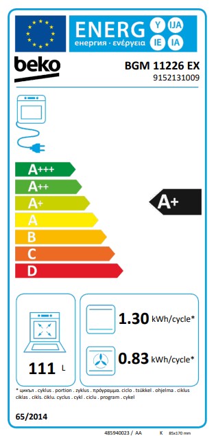 Beko BGM 11226 EX kombinált tűzhely, 111L, 5 db gázégő, 1 db wok égőfej, 90x60x90 cm, inox szín 
