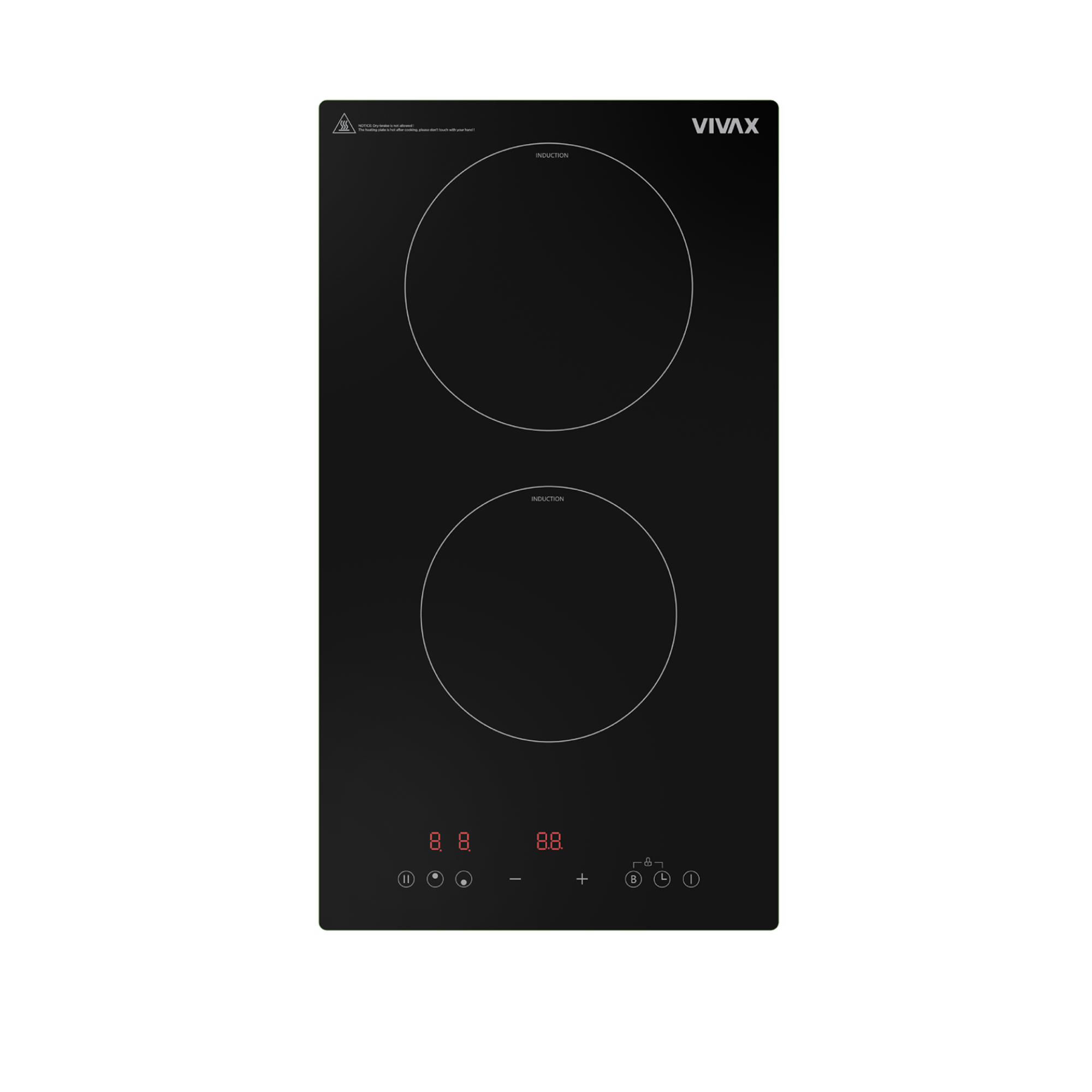 Vivax BH-02MIN beépíthető dominó 2 főzőzónás kerámialap, 28.8x52x5.9 cm, fekete szín 