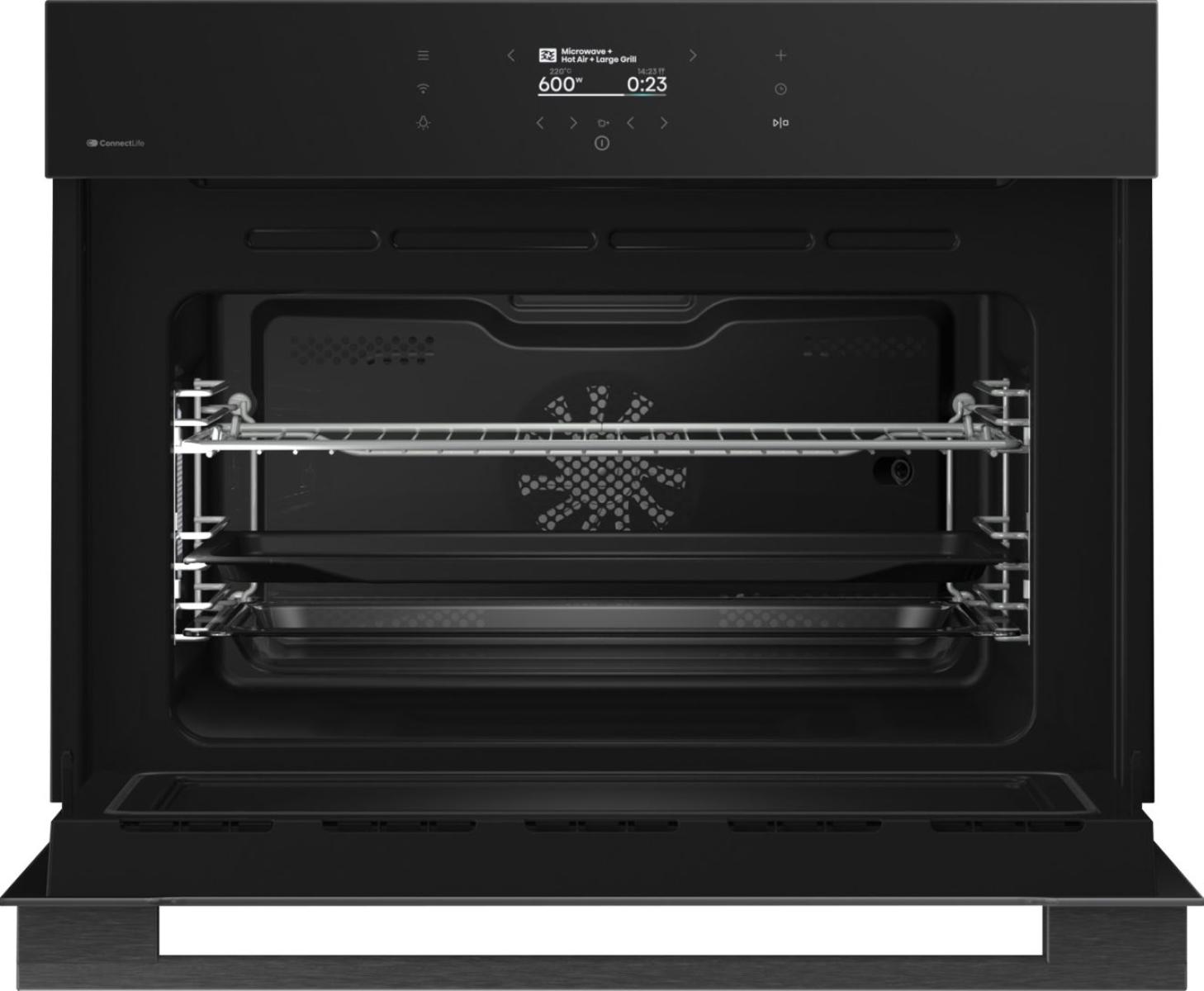 Hisense BIM406A8B beépíthető kompakt sütő és mikró, 50L, 59.5x54.6x45.5 cm, fekete szín 