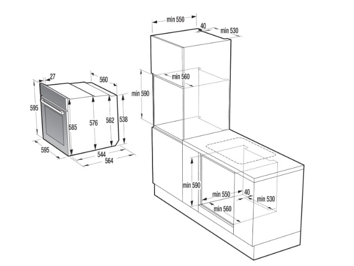 Gorenje BO6735E02XK0 beépíthető sütő, 77L, 59.5x56.4x59.5 cm, inox szín 