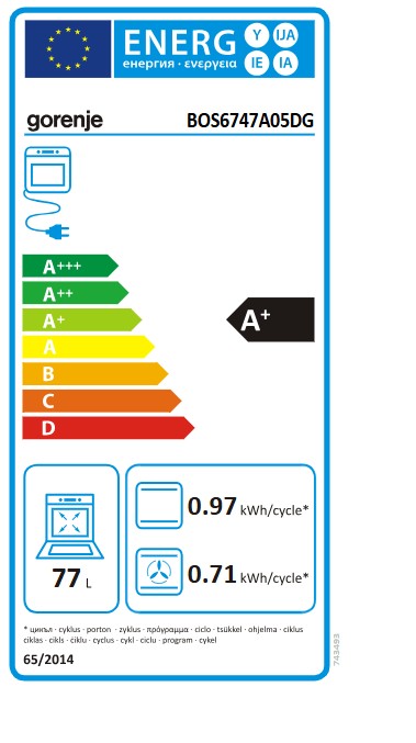 Gorenje BOS6747A05DG beépíthető sütő, 77L, 59.5x56.4x59.5 cm, fekete szín 