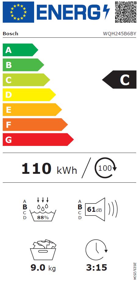Bosch WQH245B6BY, Hőszivattyús szárítógép