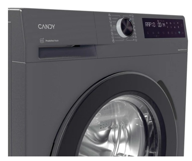 Candy BR 26SSB6G-S elöltöltős mosógép, 6 kg, gőz, Wifi, inverter motor, 59.5x42x85 cm, antracit szín 