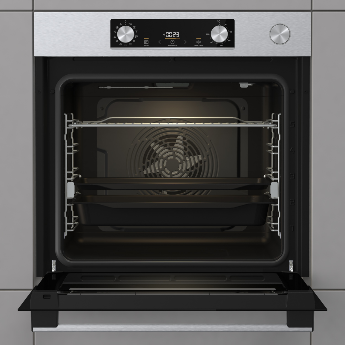 Gorenje BSA6737E15X beépíthető sütő, 77L, 59.5x56.4x59.5 cm, inox szín 